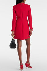 Bow Long Sleeve Pocket Mini Dress